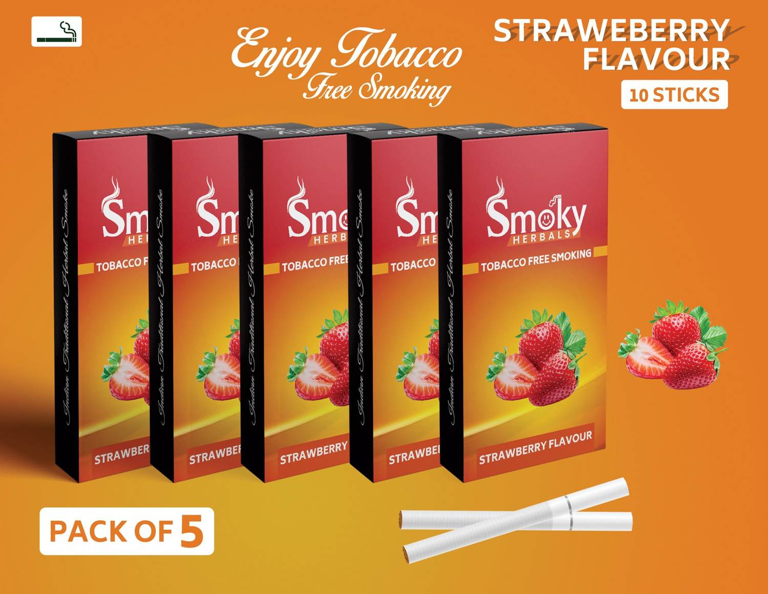 strawberry flavour cigarette Smoky Herbals 100% Tobacco & Nicotine Free ( Pack of 2 ) Smoking Cessations Price in India Strawberry JUICY JAY'S 1 1/4