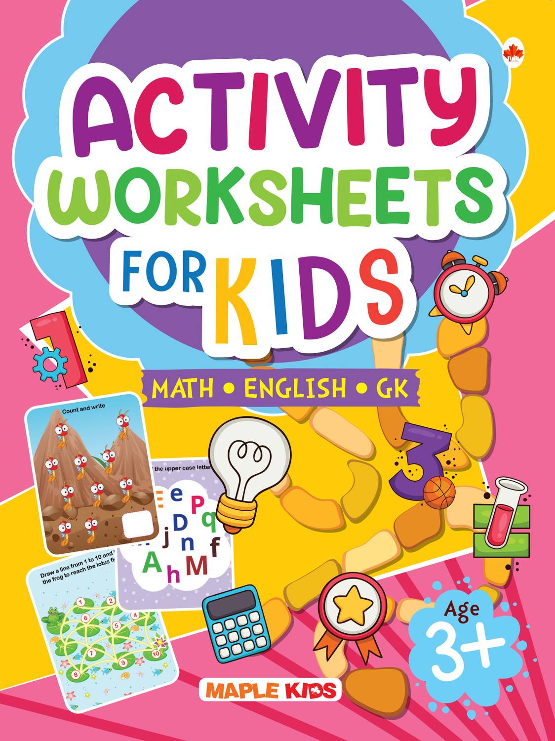 Activity Worksheets for Kids - English, Math, GK for Age 3+ - Workbook with Folder