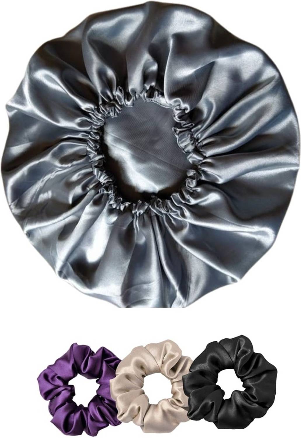 Attune Silk Satin Hair Bonnet|Reversible Double Layered Sleep Cap Night Hat for Women Hair Accessory Set