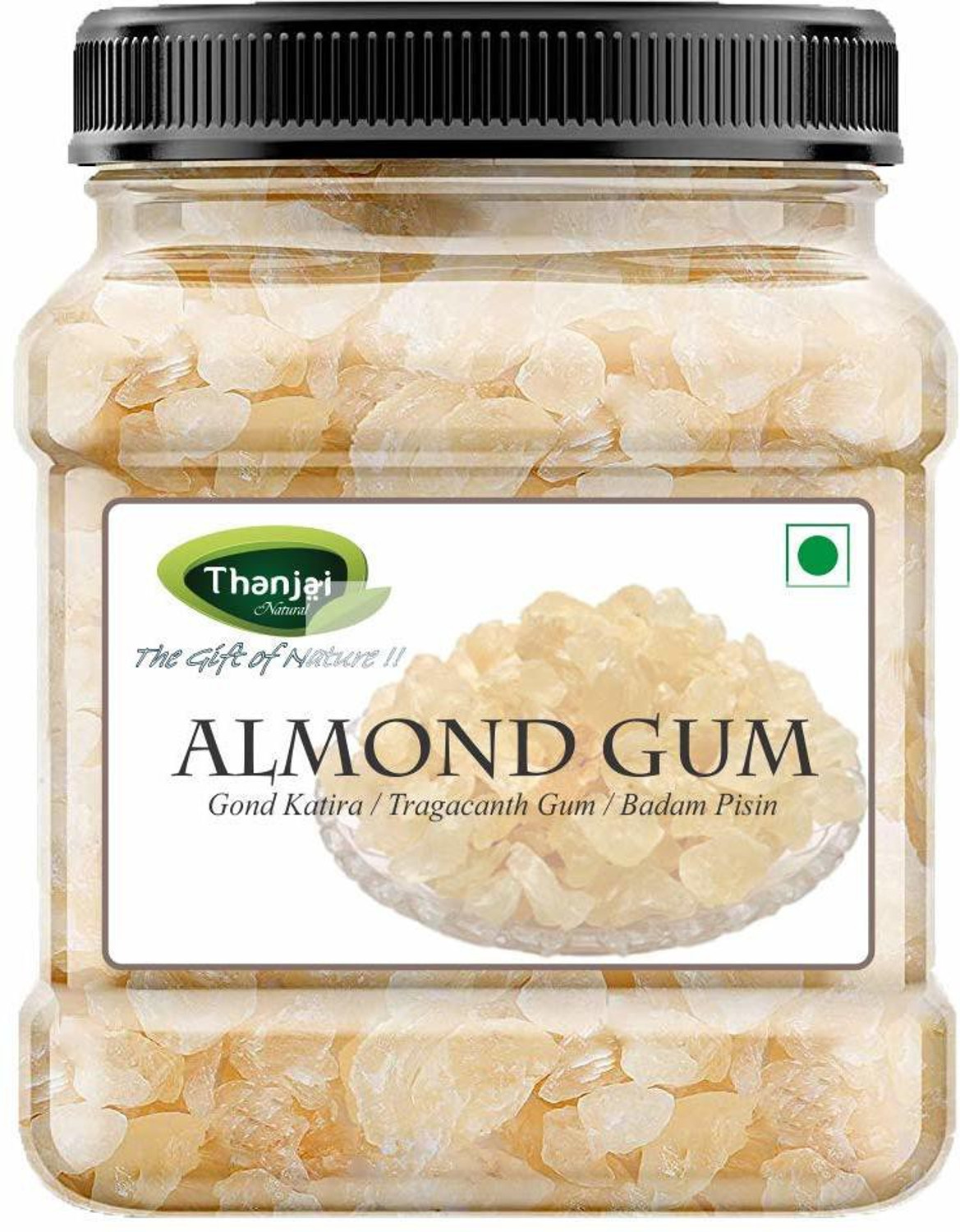 Image of THANJAI NATURAL Gond Katira Pure Organic Dried gum 500g JAR | ALMOND GUM | BADAM PISIN | TRAGACANTH GUM Seed