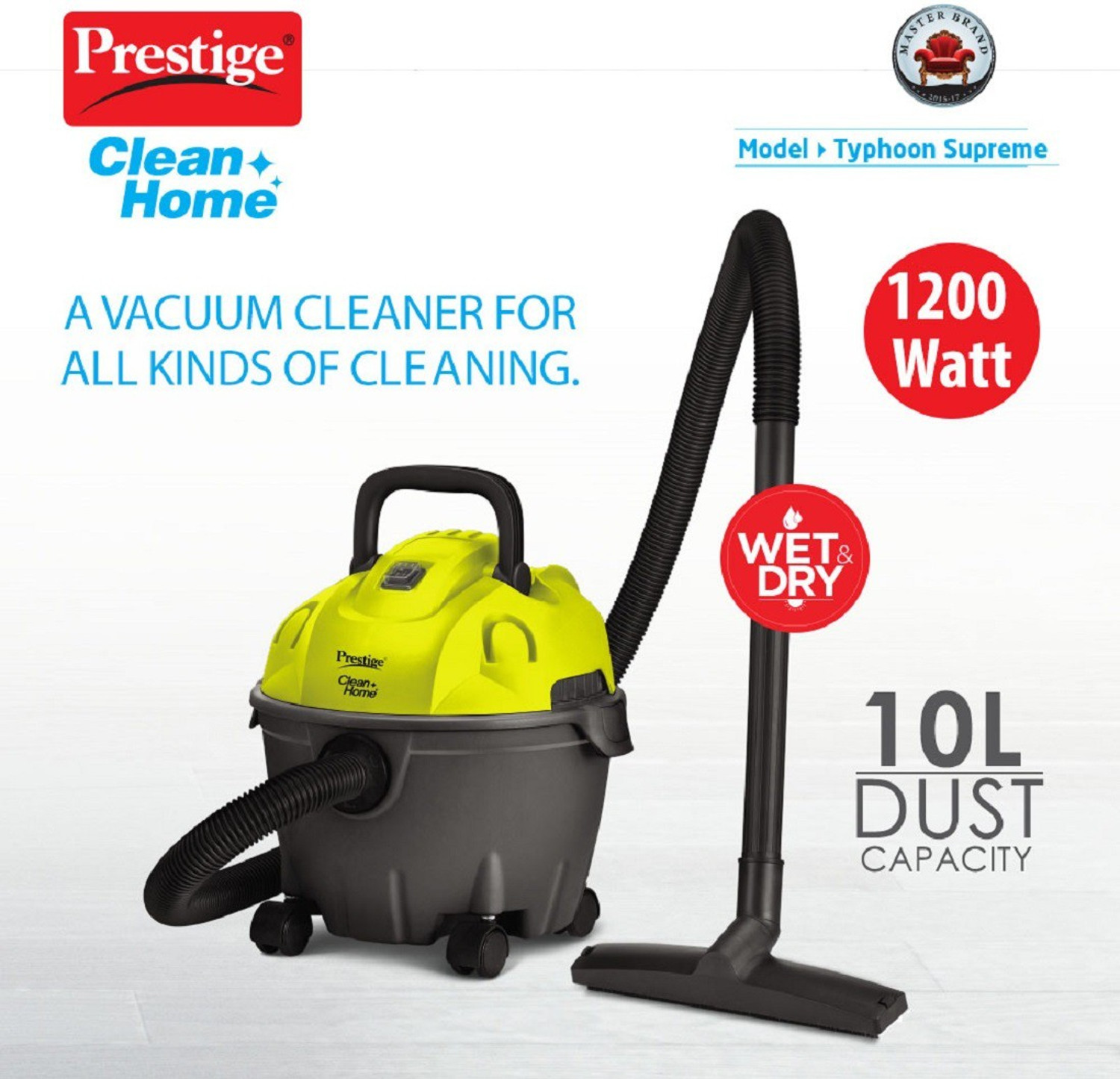Image of Prestige CleanHome Typhoon Supreme 1200 W Wet & Dry Vacuum Cleaner