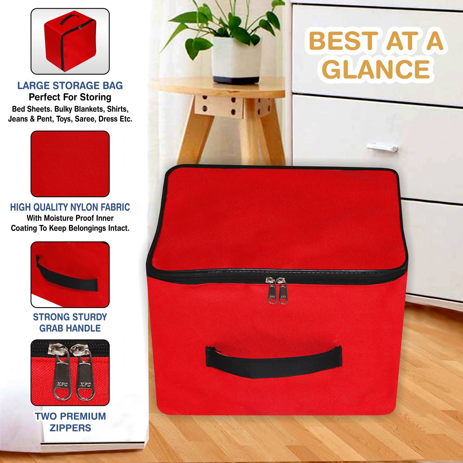 Billiondesigner Presents Presents Nylon Wardrobe Bag Underbed Moisture Proof Cloth Storage Organizer FW480_RED_PK001