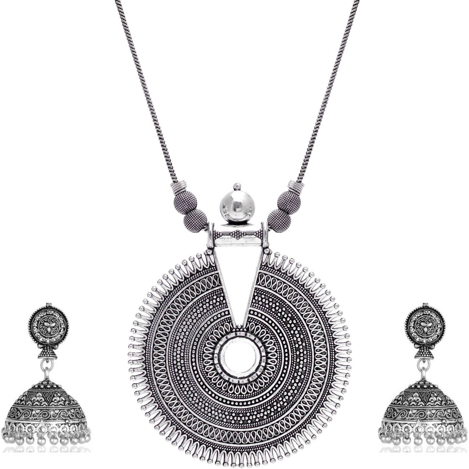 ANAMIKA Brass Silver Jewellery Set