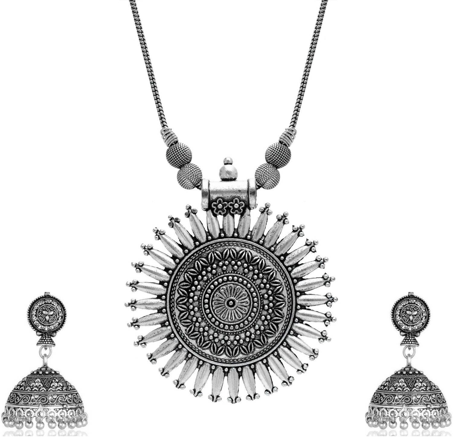 ANAMIKA Brass Silver Jewellery Set