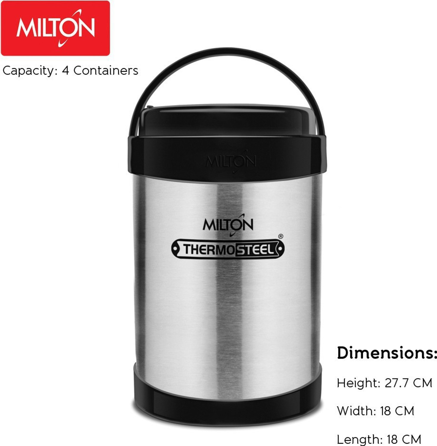 Image of MILTON Royal 4 Containers Stainless Steel Office Lunch Box