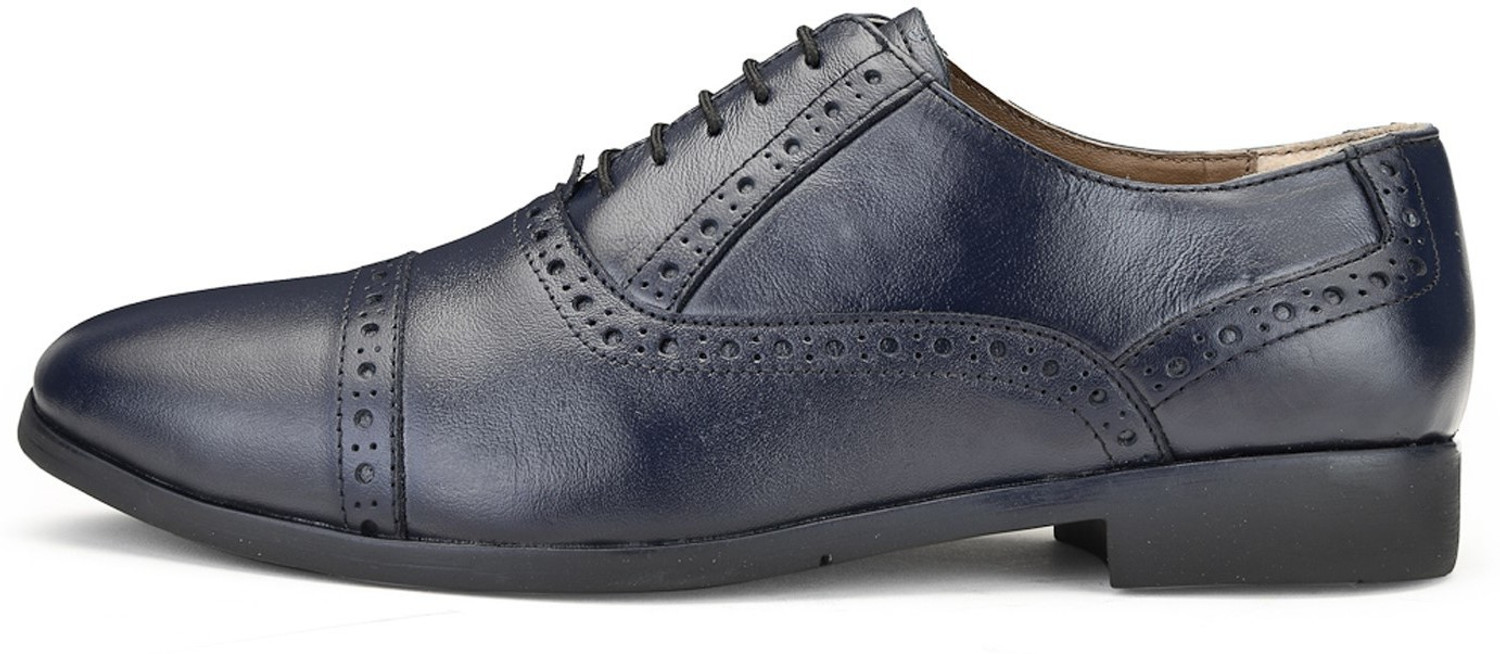 Image of LOUIS STITCH Men Blue Leather Oxford Formal Lace Up Shoes - LSRGOXBU - UK 9 Corporate Casuals For Men