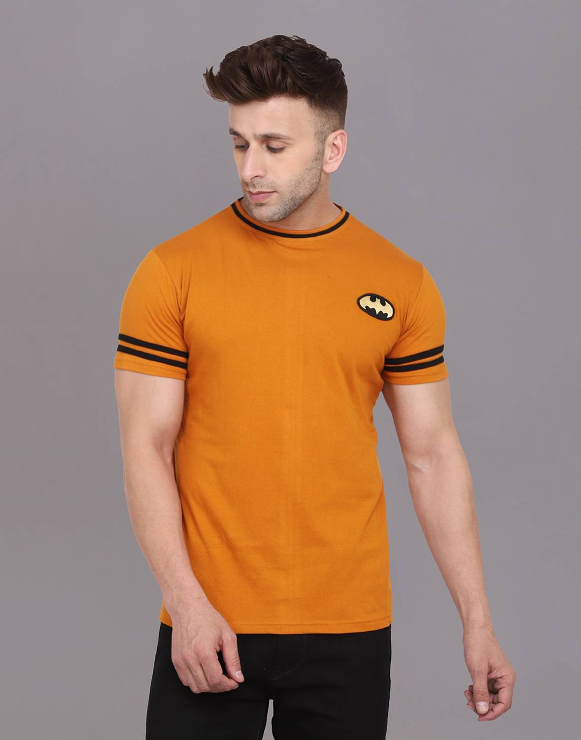 Lawful Casual Solid Men Round Neck Yellow T-Shirt