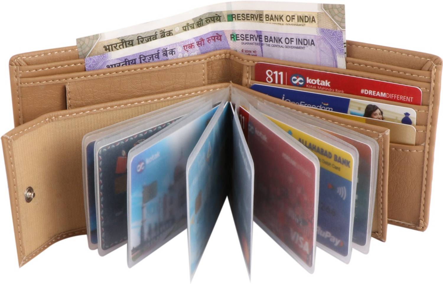 ASA CRAFT Men Casual Beige Artificial Leather Wallet