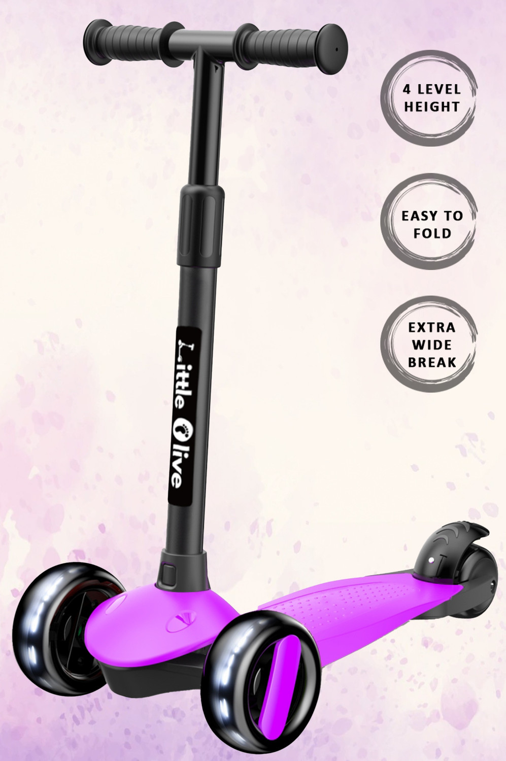 Image of Little Olive Ranger Foldable Scooter for Kids 4 Level Height PU Wheels with Brake