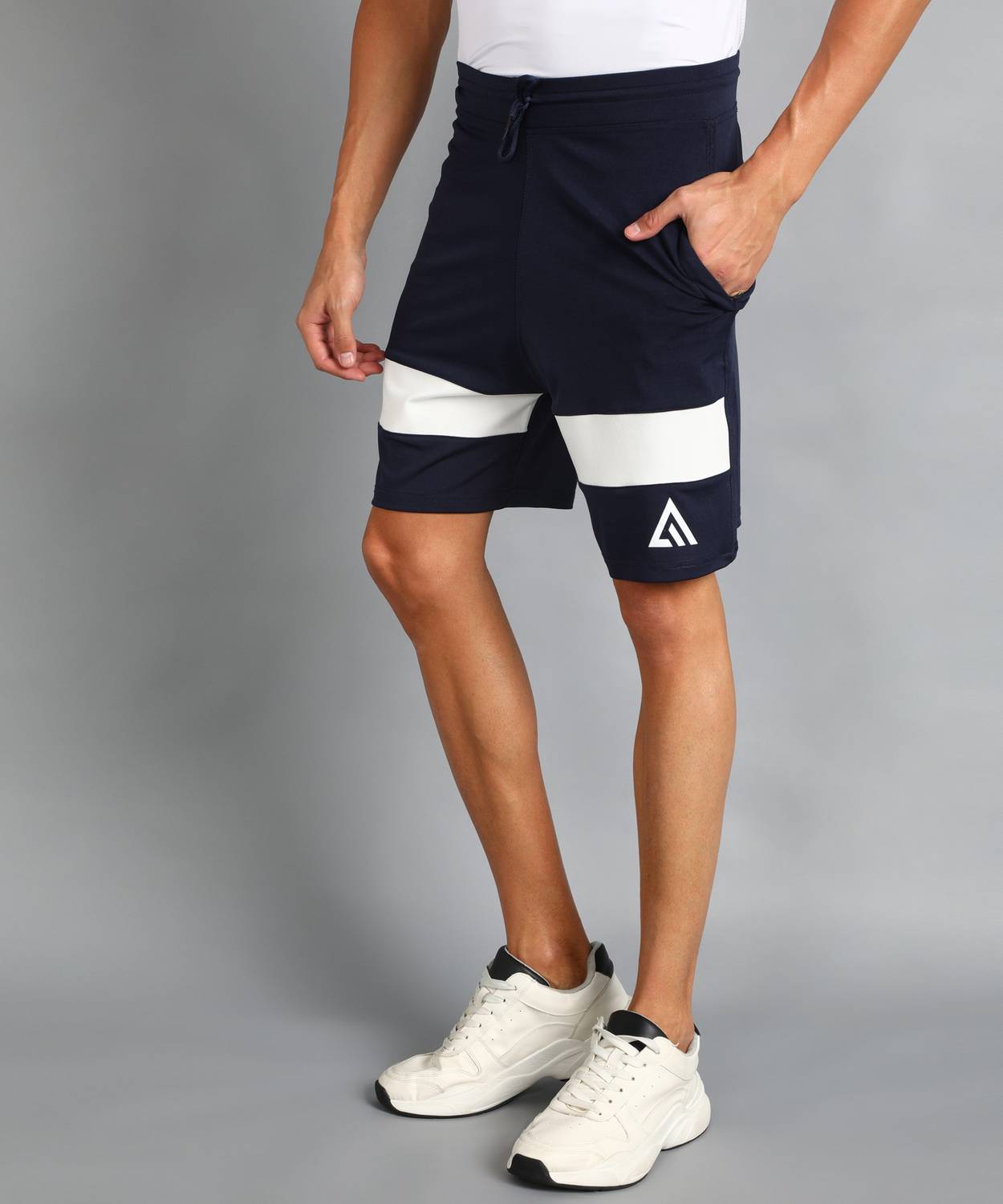 Adrenex Color Block Men Blue Sports Shorts