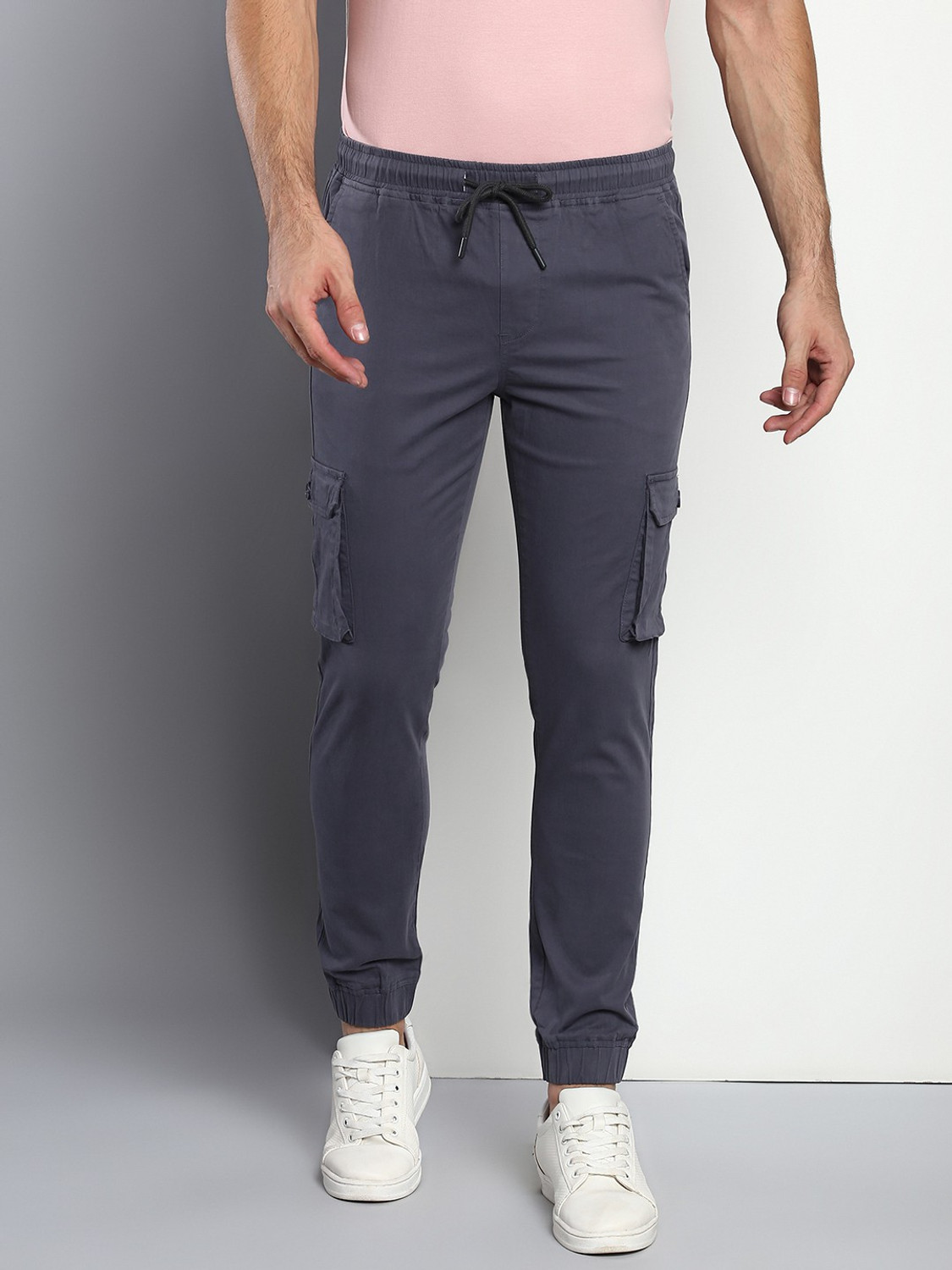 Image of Dennis Lingo Slim Fit Men Grey Trousers