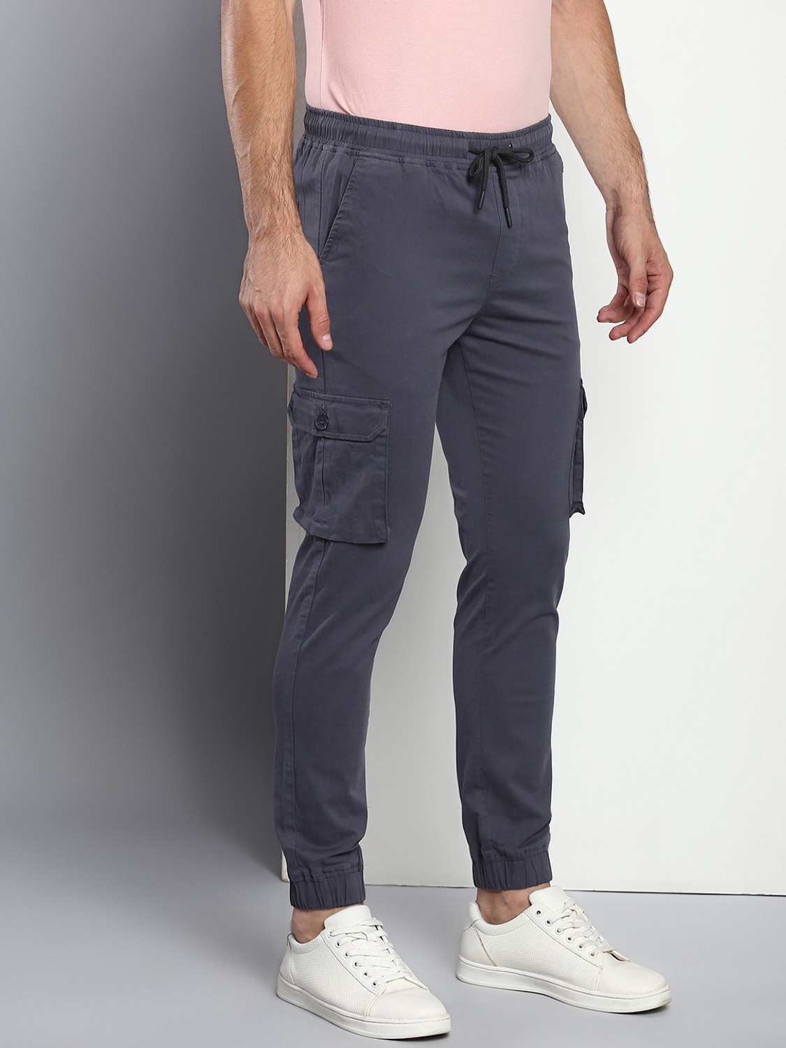 Image of Dennis Lingo Slim Fit Men Grey Trousers