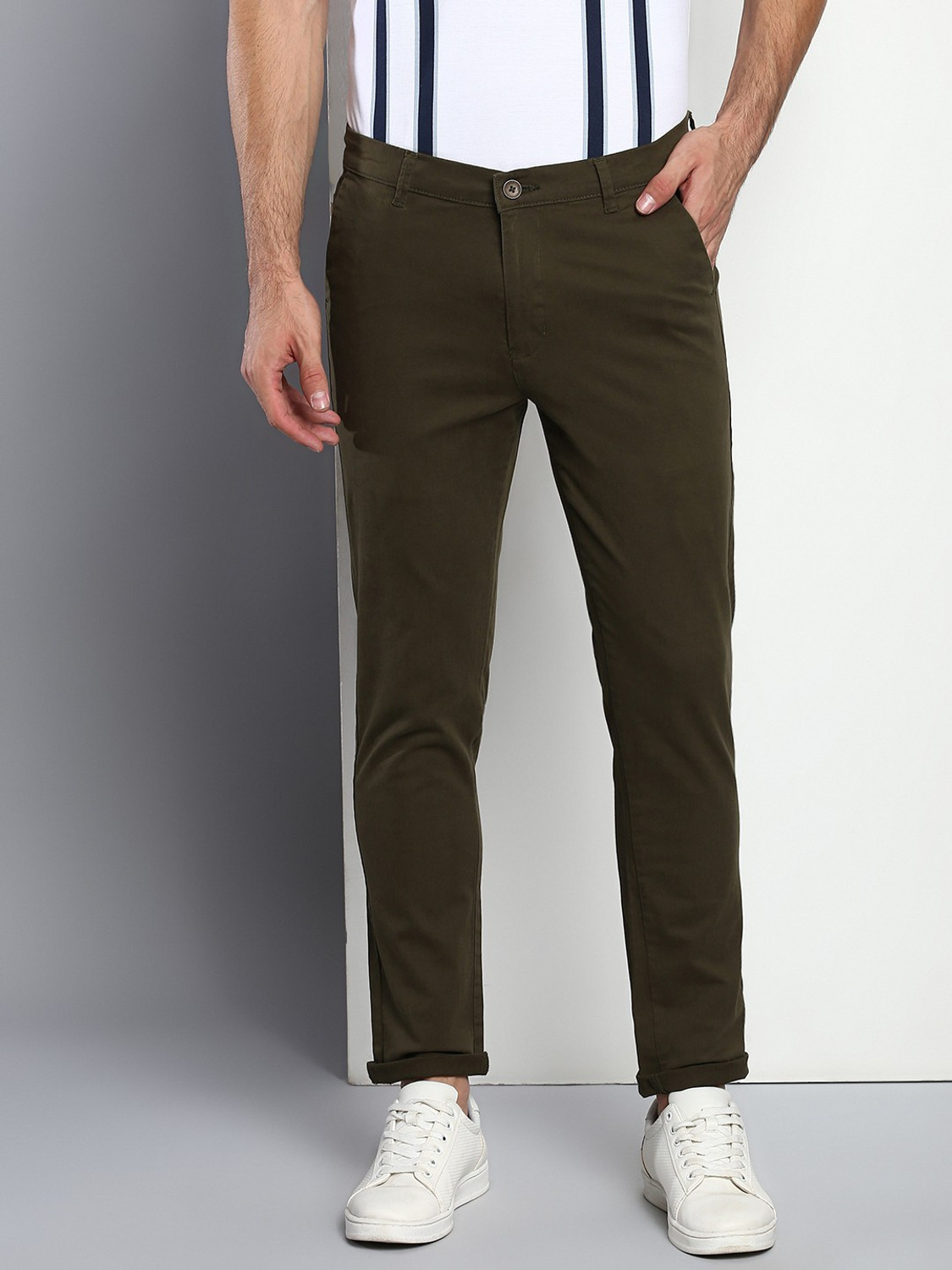 Image of Dennis Lingo Tapered Men Dark Green Trousers