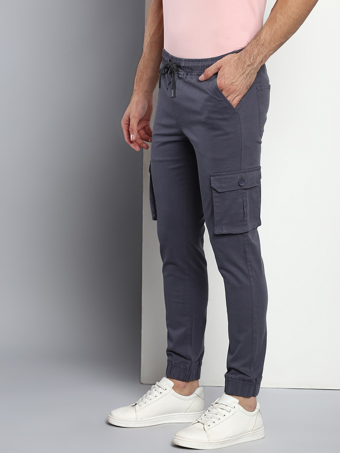 Image of Dennis Lingo Slim Fit Men Grey Trousers