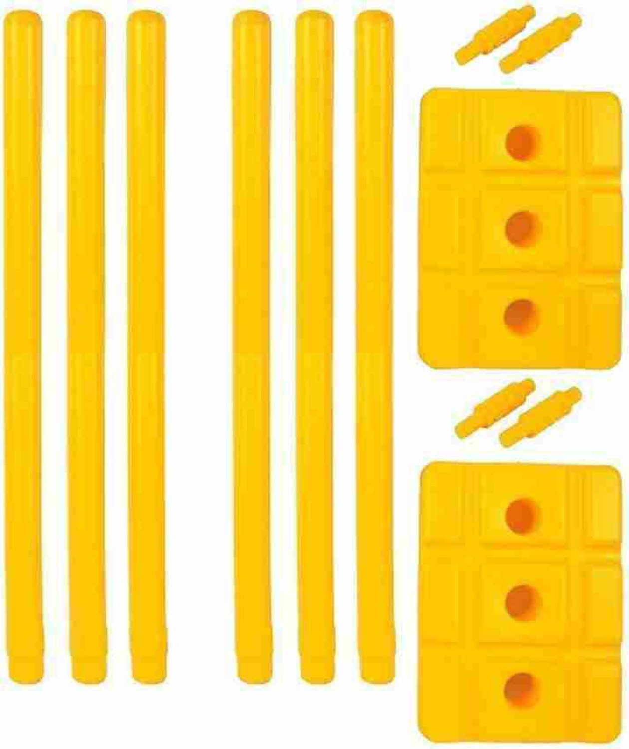Image of HHS SPORTS Full size Cricket Plastic Stump Set 30 Inch - 6 Stumps 2 Base & 4 Bails (Yellow)
