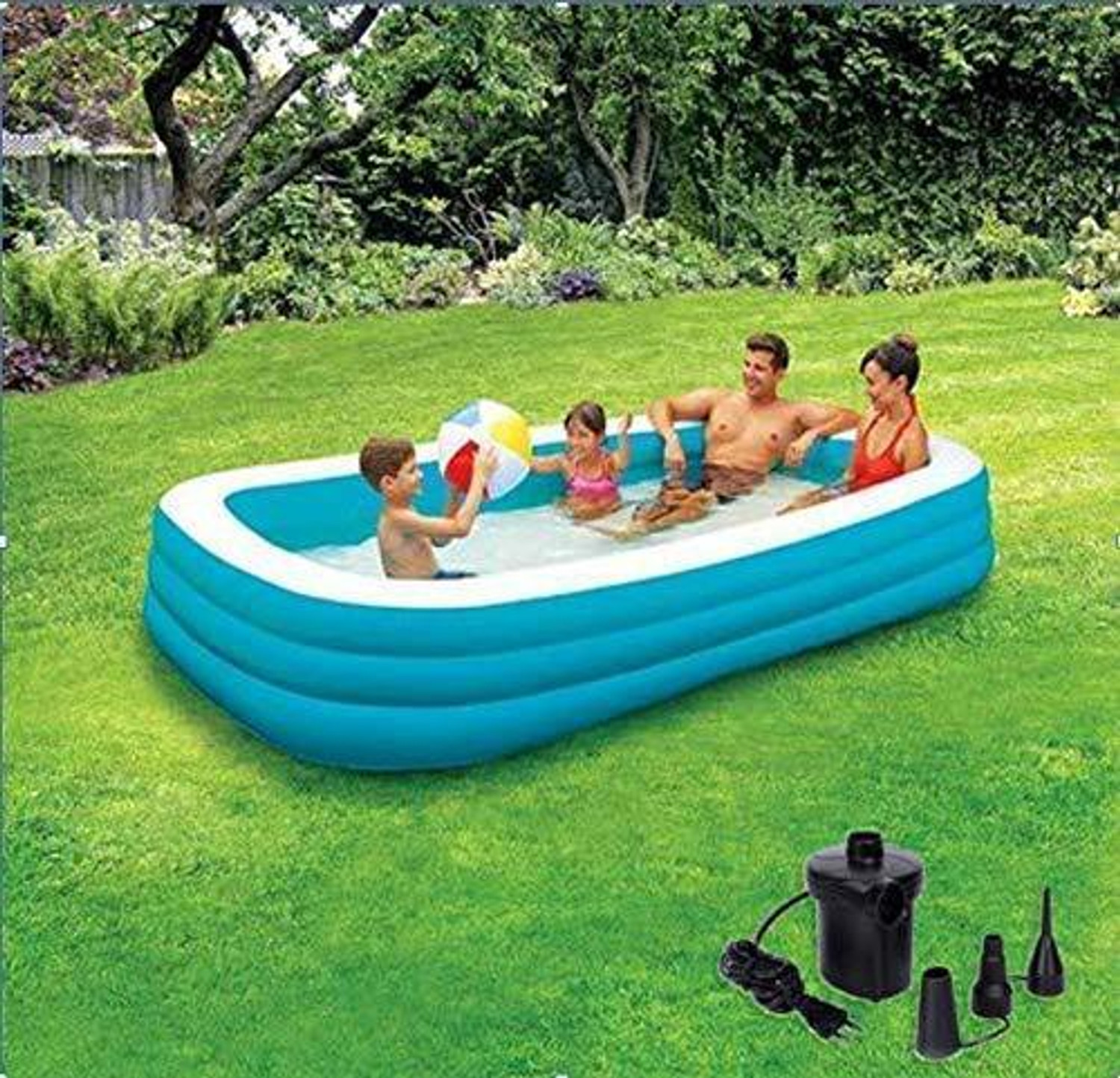 Image of Bestway Spa Swimming Bath Tub with Pump 10 Feet Blue Inflatable Swimming Pool