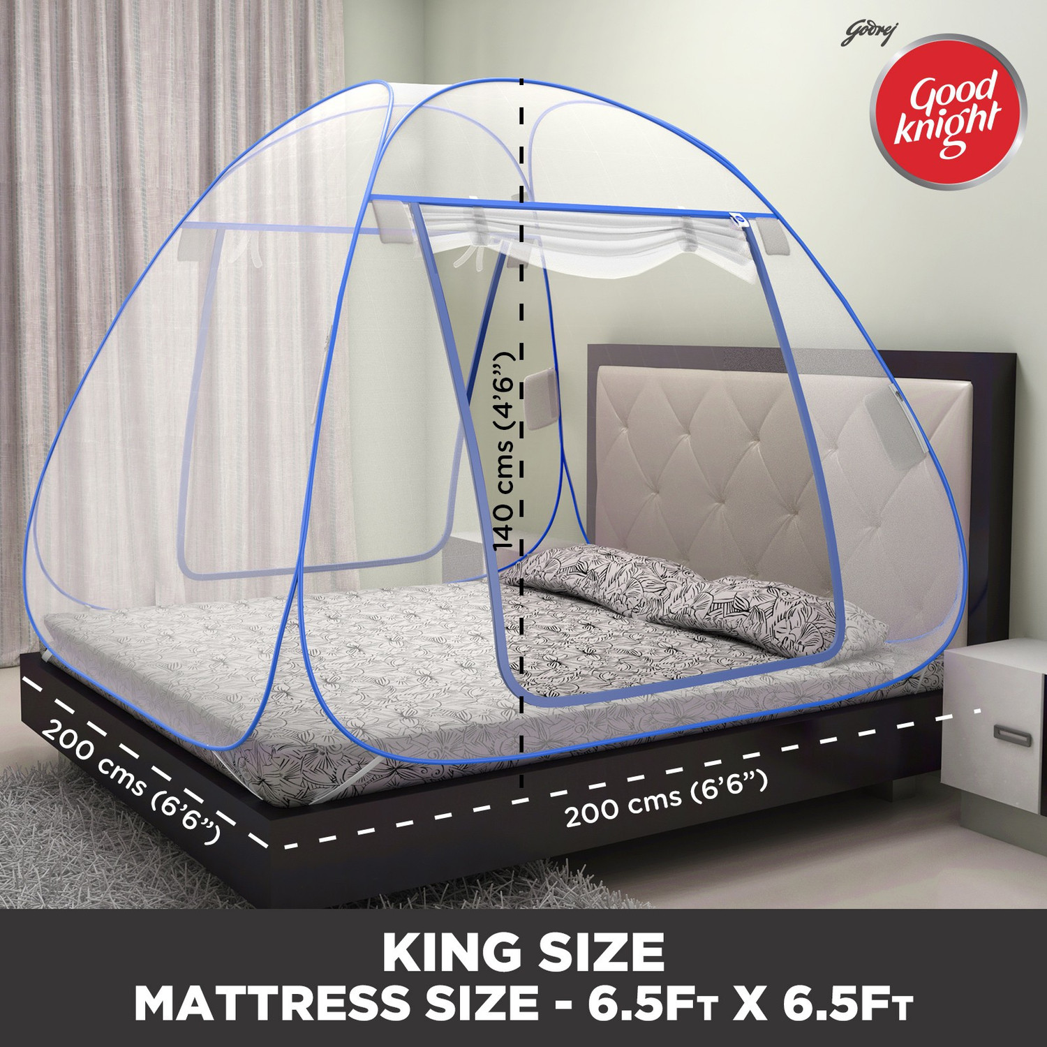 Image of Good Knight Anti Bed Nets - King Size Polyester Washable Adults Mosquito Net