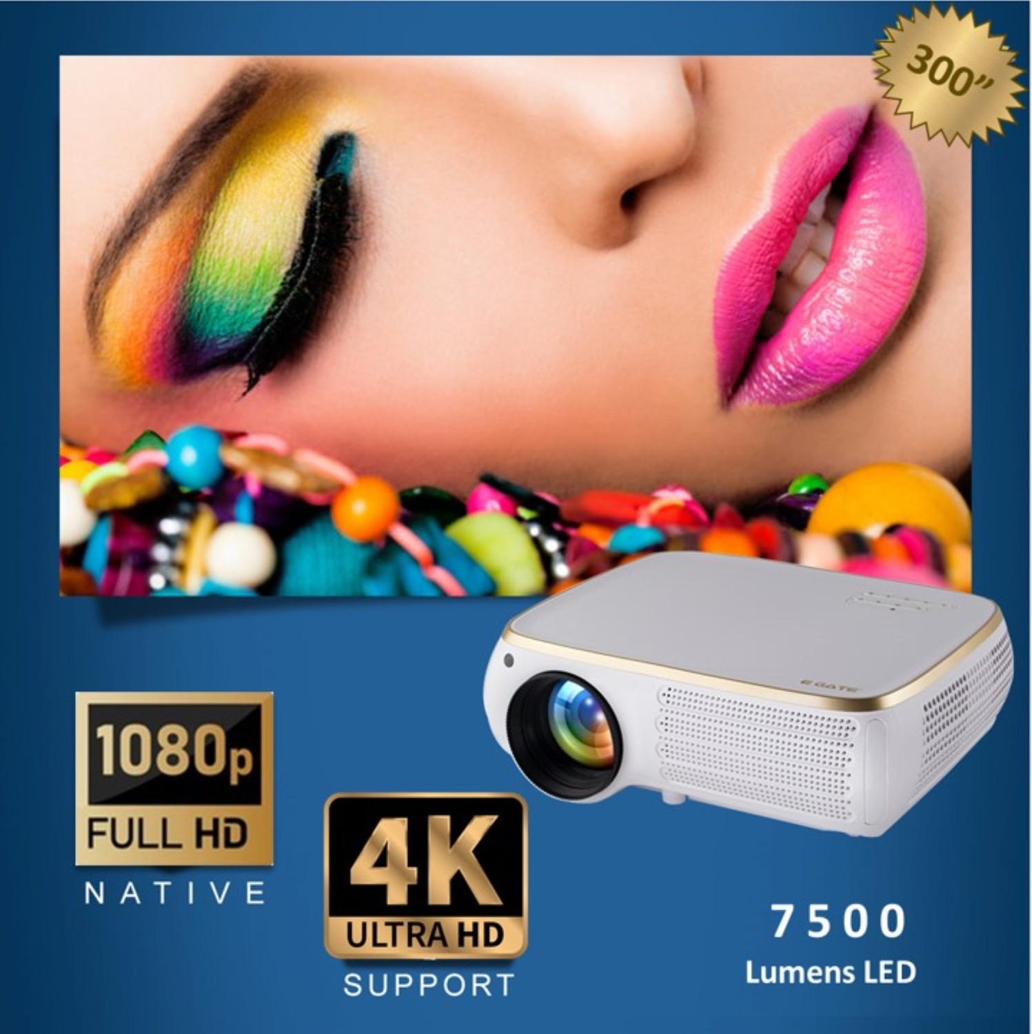 Image of Egate L9 Pro-Max Full HD 1080p (7500 lm / 2 Speaker / Remote Controller) Projector