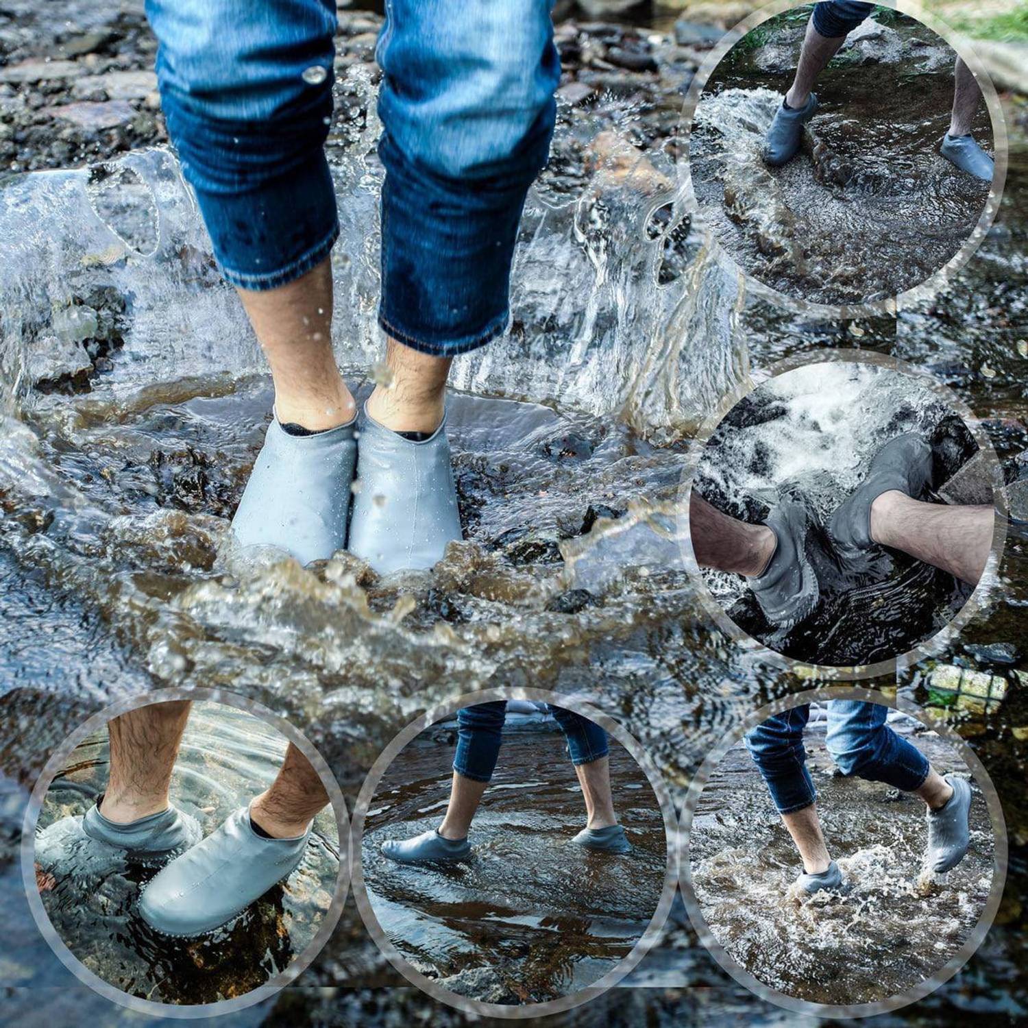 Akshar collection Anti-Slip Water Resistant Overshoes Silicone Rubber Shoe Cover- Kids, Men, Women Silicone grey Boots Shoe Cover