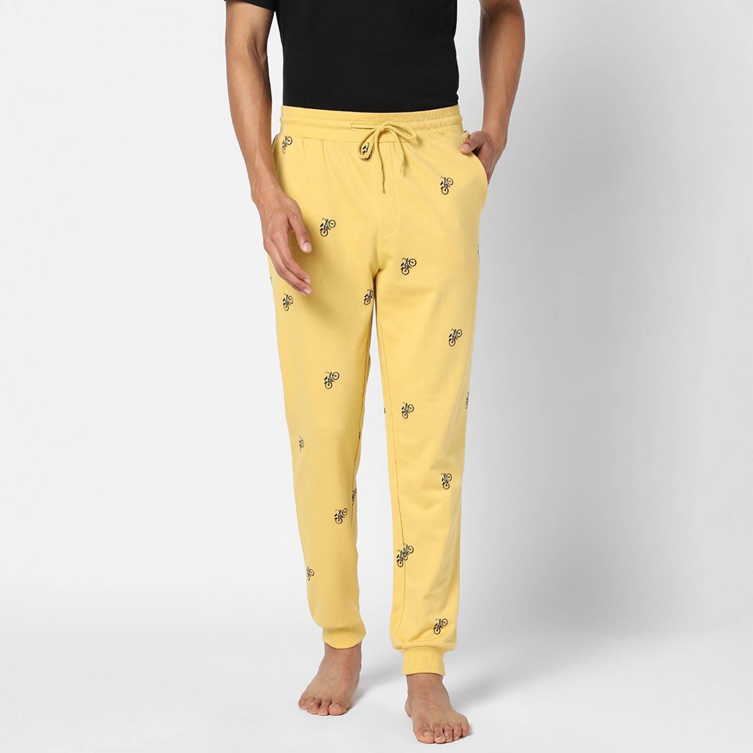 Ajile By Pantaloons Printed Men Yellow Track Pants