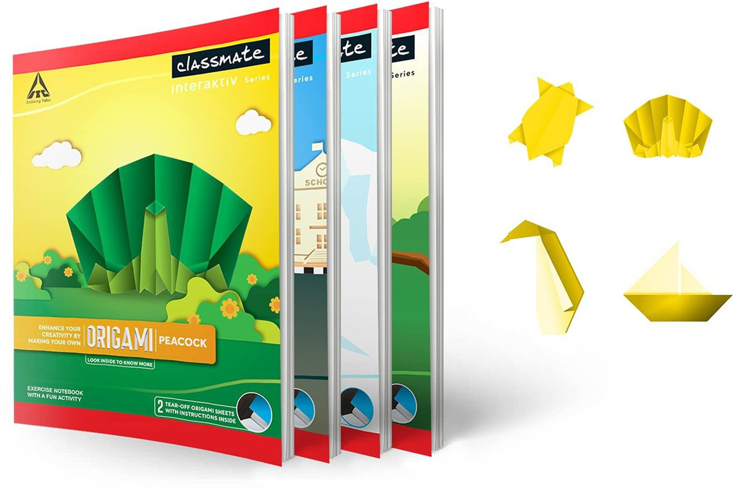 Image of Classmate Origami Longbook - Unruled,272 X 167mm, 172 Pages, Pack of 12 Regular Notebook Unruled 172 Pages