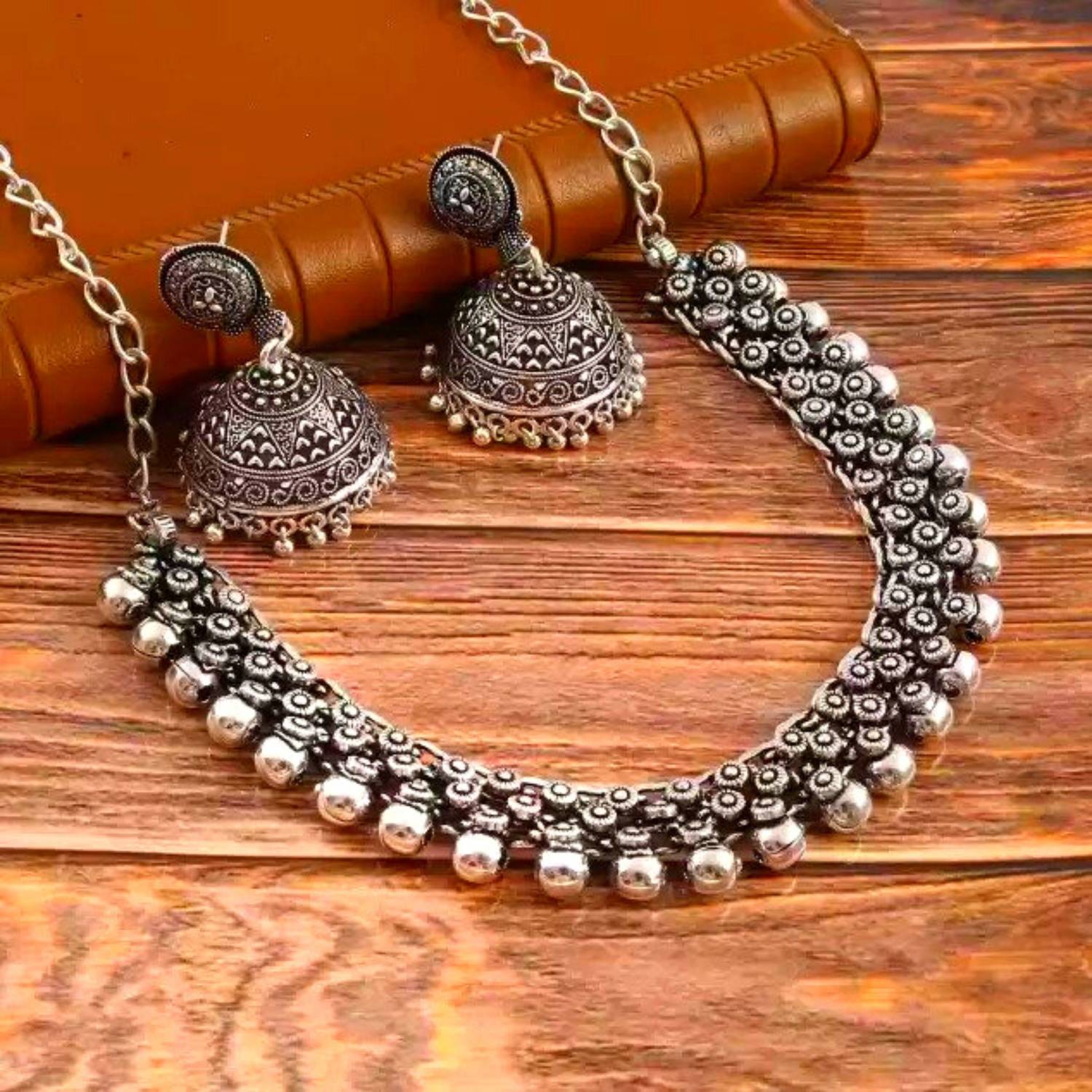 ANAMIKA Brass Silver Jewellery Set