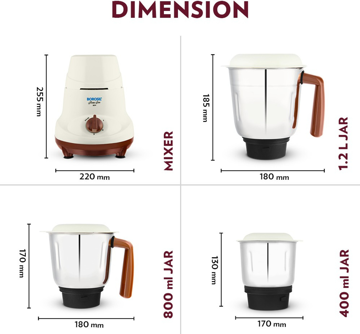 Image of BOROSIL W22 500 W Mixer Grinder
