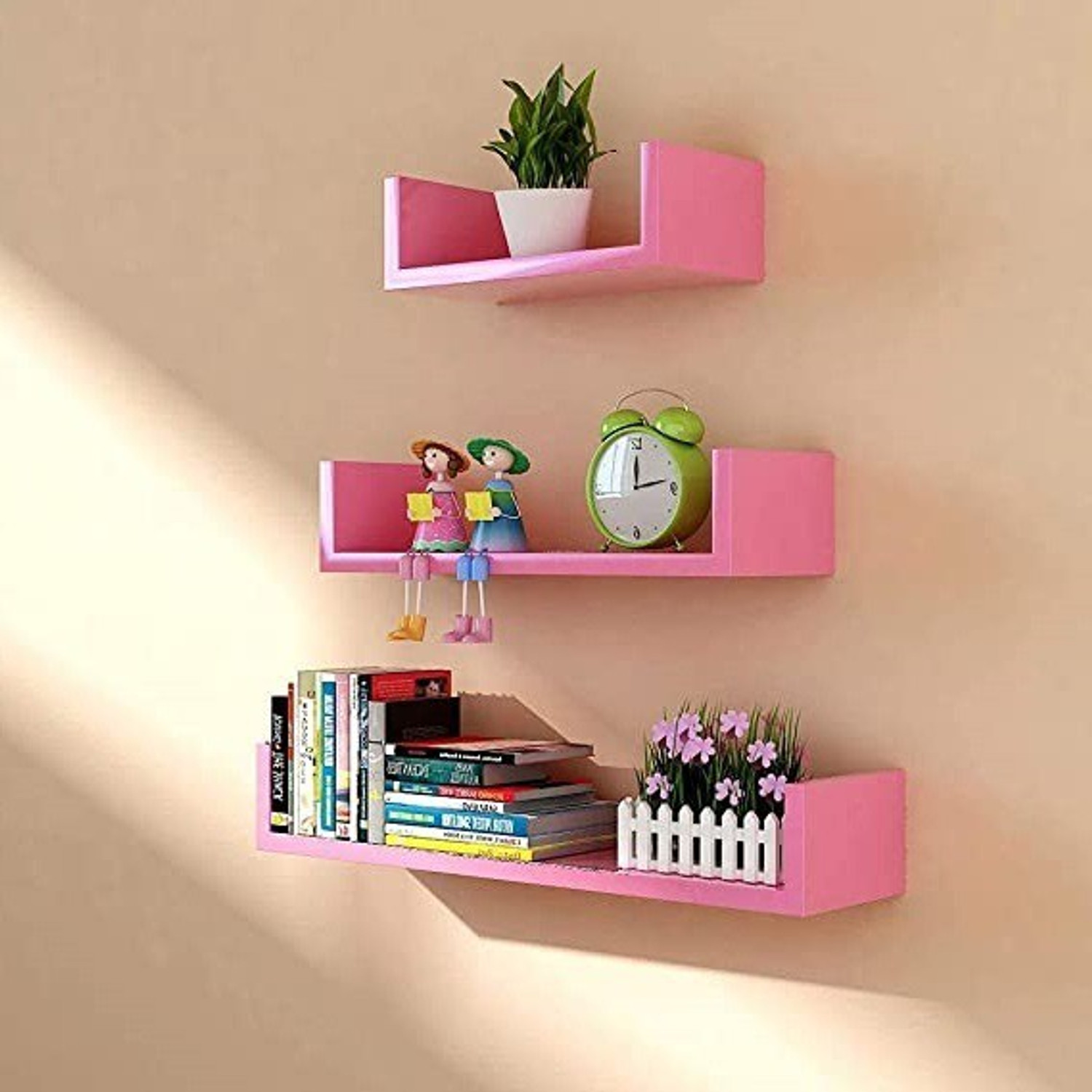 Image of LION WOOD CAFE U SHAPE HOME DECOR FLOATING WALL SHELF WITH GLOSSY FINISH MDF (Medium Density Fiber) Wall Shelf