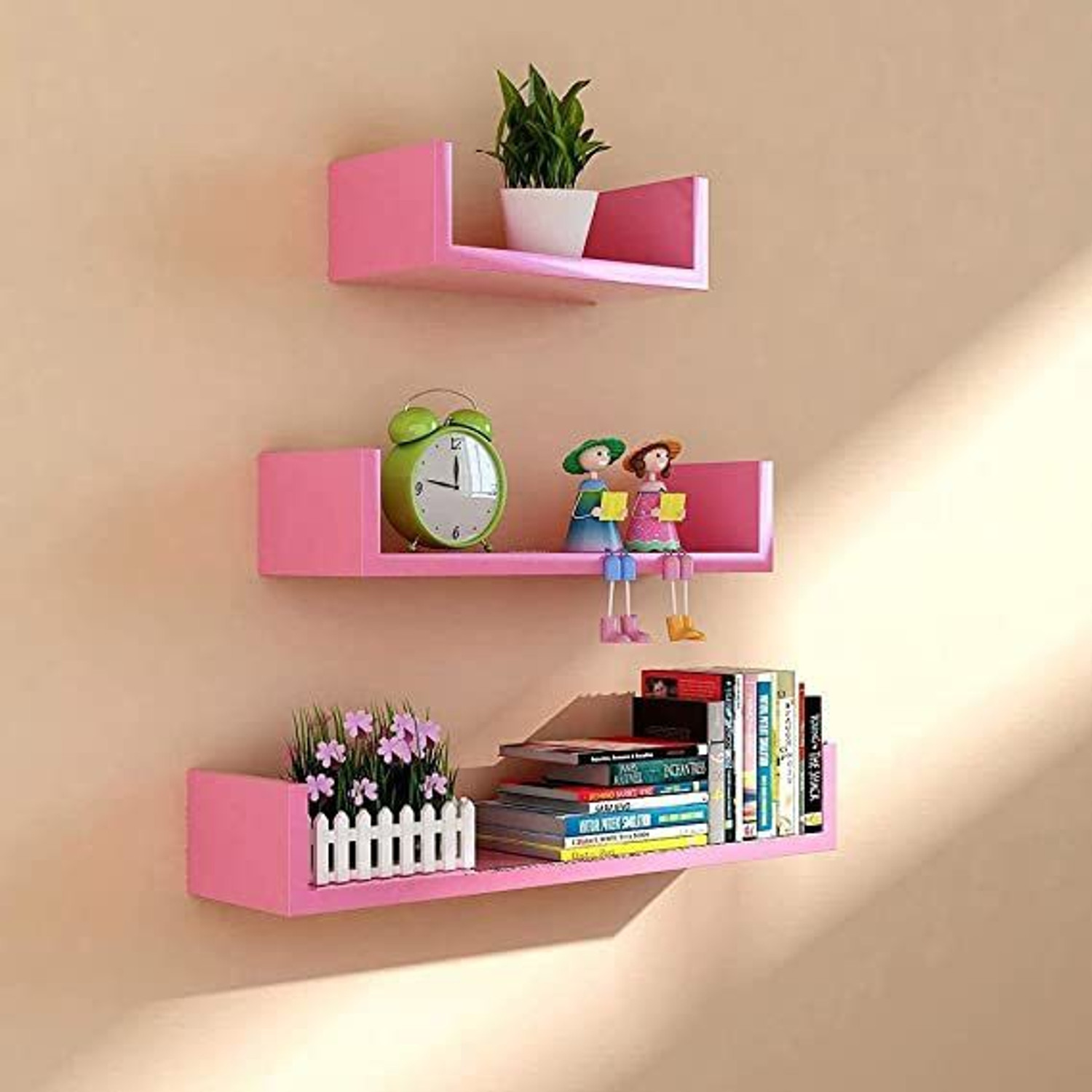 Image of LION WOOD CAFE U SHAPE HOME DECOR FLOATING WALL SHELF WITH GLOSSY FINISH MDF (Medium Density Fiber) Wall Shelf