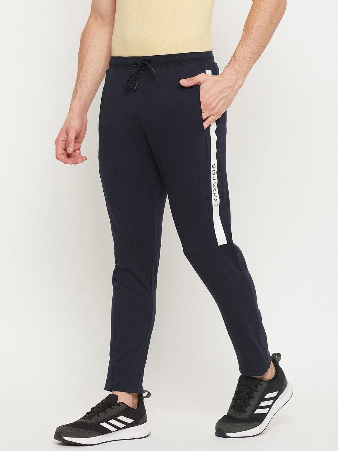 Image of DUKE Solid Men Blue Track Pants