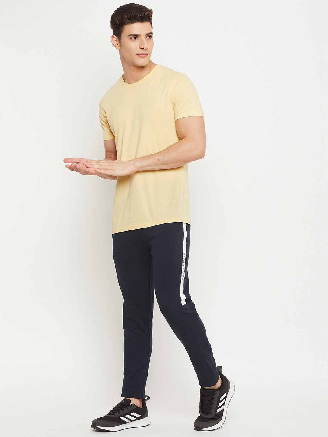 Image of DUKE Solid Men Blue Track Pants