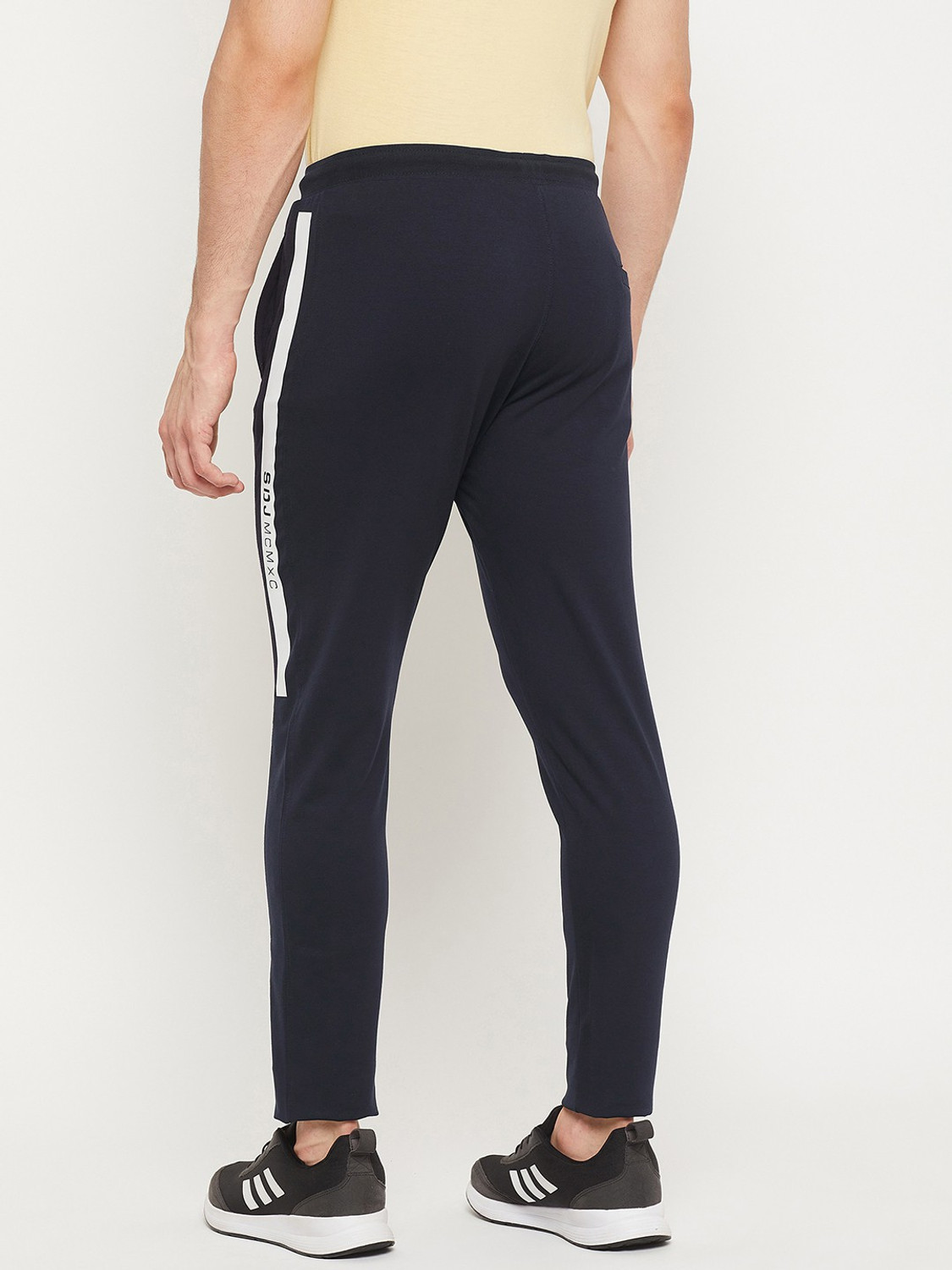 Image of DUKE Solid Men Blue Track Pants