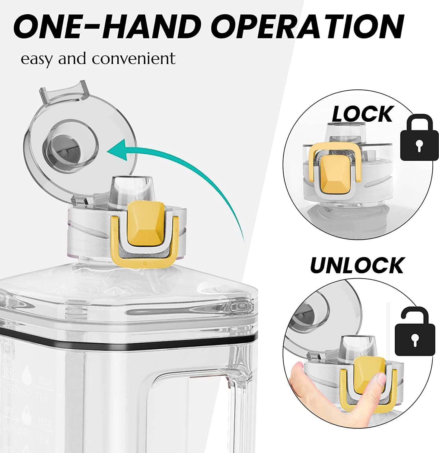 Image of RIANZ Motivational Sports 2.2L White Transparent Gallon Water Bottle 2200 ml PET Bottle