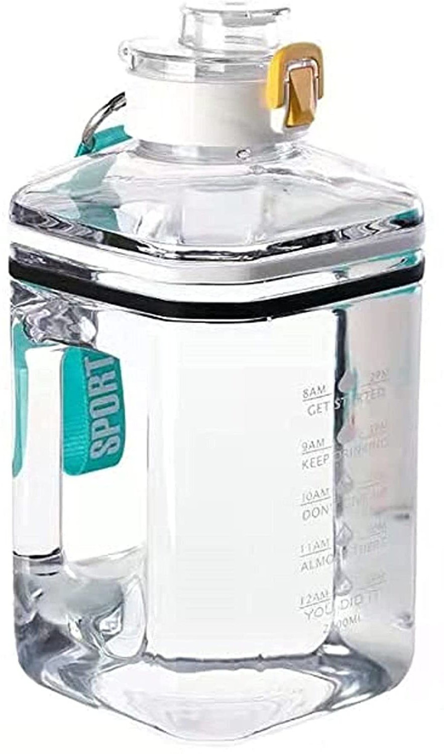 Image of RIANZ Motivational Sports 2.2L White Transparent Gallon Water Bottle 2200 ml PET Bottle
