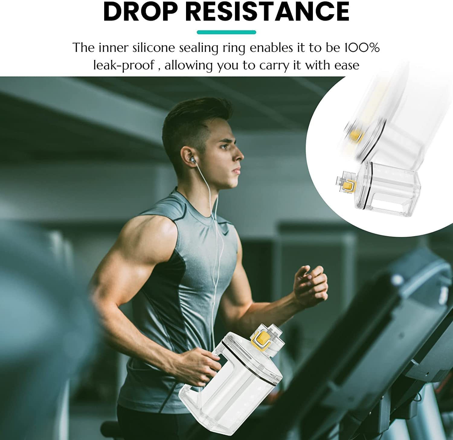 Image of RIANZ Motivational Sports 2.2L White Transparent Gallon Water Bottle 2200 ml PET Bottle