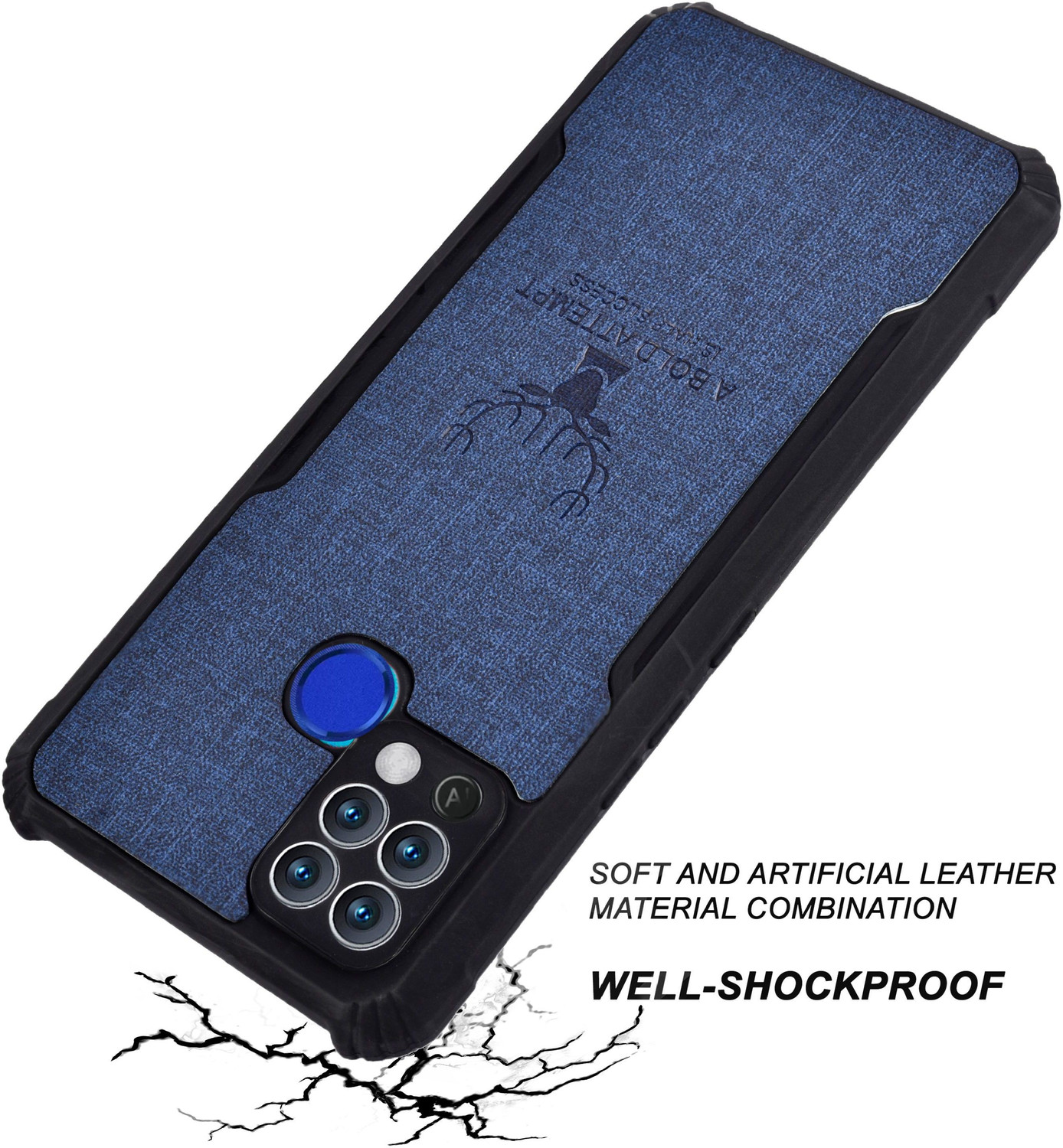 Image of Spicesun Back Cover for Tecno POVA / Vegan PU Leather / Corner Four Side Edges & Camera Lens Protection