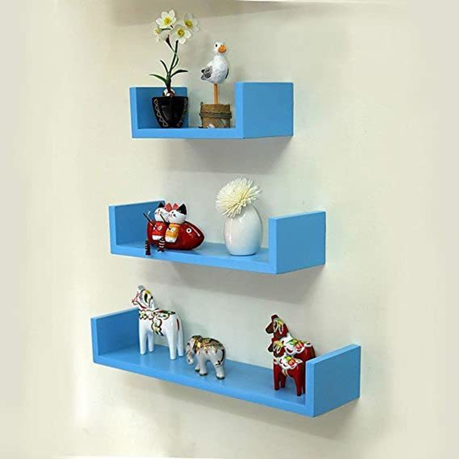 Image of LION WOOD CAFE WOODEN U SHAPE HANGING WALL SHELF FOR LIVING ROOM AND BED ROOM MDF (Medium Density Fiber) Wall Shelf
