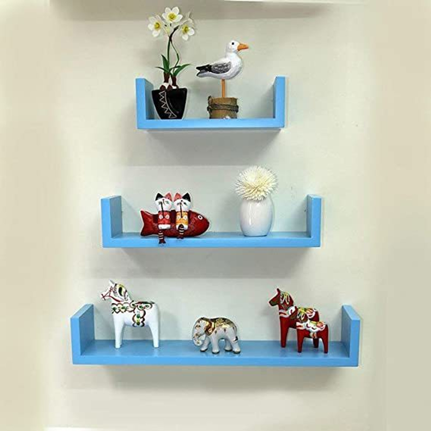 Image of LION WOOD CAFE WOODEN U SHAPE HANGING WALL SHELF FOR LIVING ROOM AND BED ROOM MDF (Medium Density Fiber) Wall Shelf