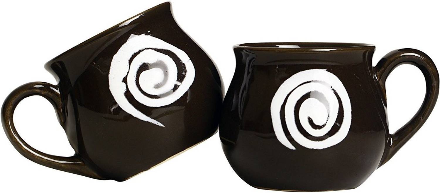 caffeine Pack of 2 Ceramic Handmade Doodle Tea Cup