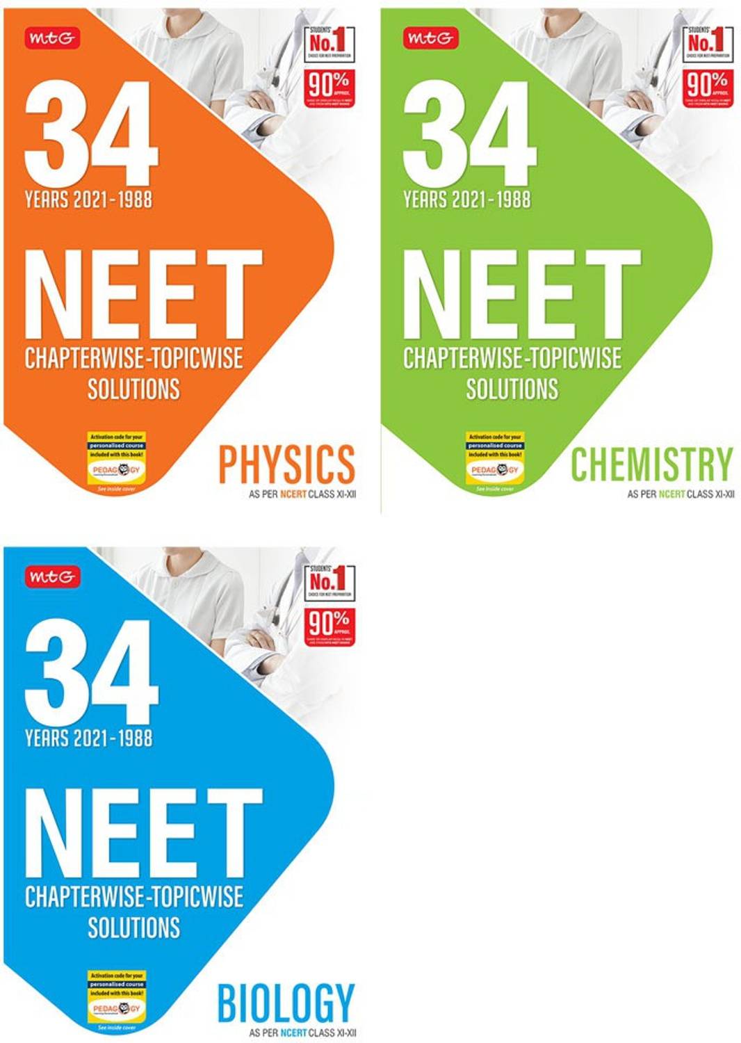 34 Years NEET Chapterwise Topicwise Solutions Physics, Chemistry & Bio (Combo Of 3 Books)