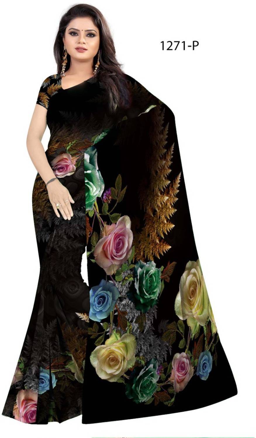 p d silk mills Printed Bollywood Georgette Saree (Multicolor)