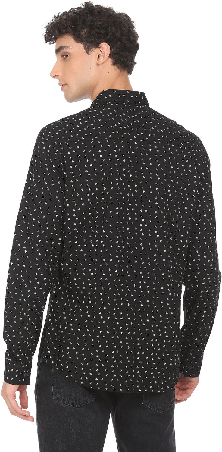 Image of FLYING MACHINE Men Printed Casual Black Shirt