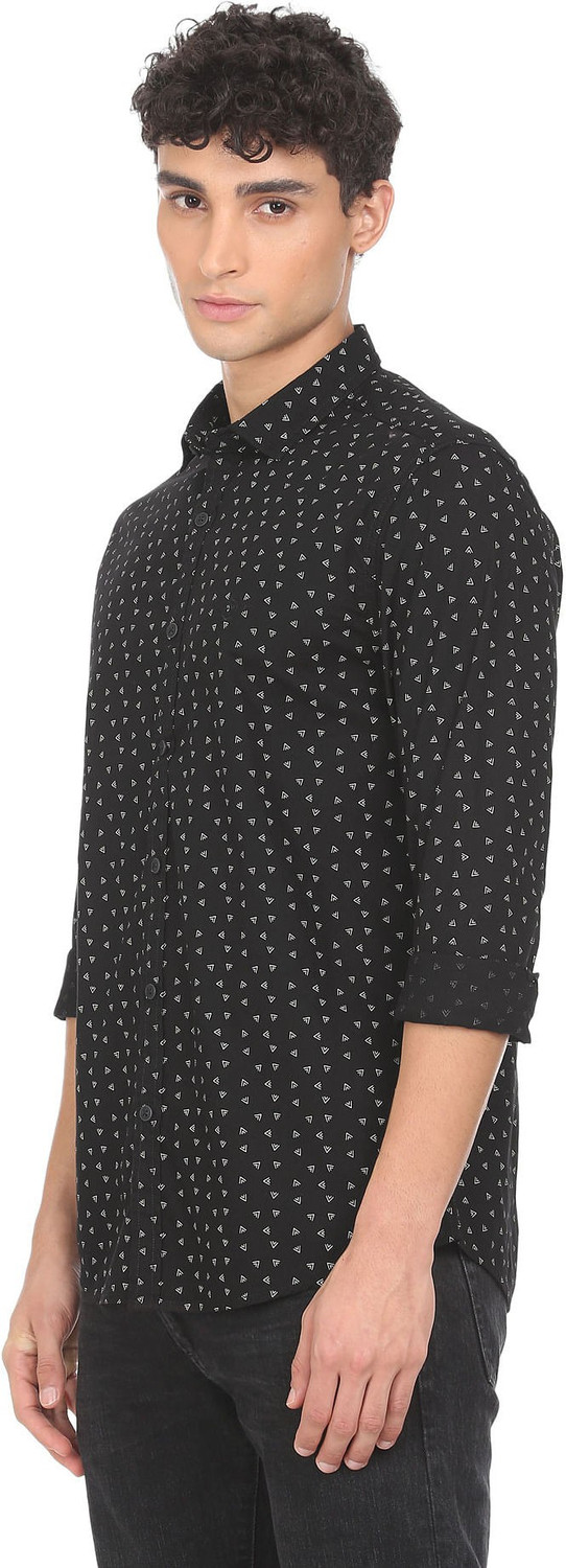 Image of FLYING MACHINE Men Printed Casual Black Shirt