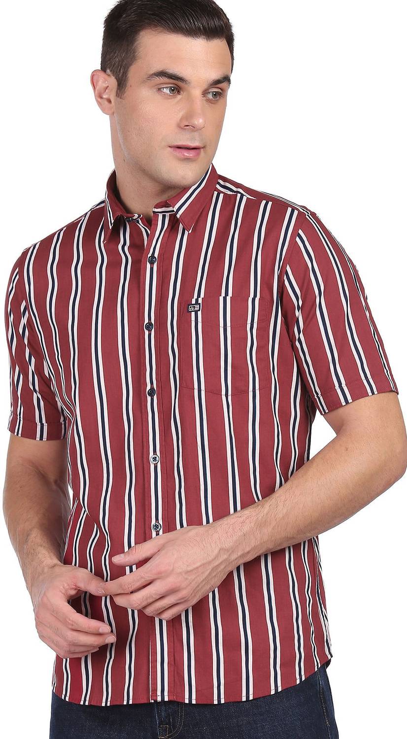 Arrow Sport Men Striped Casual Red Shirt