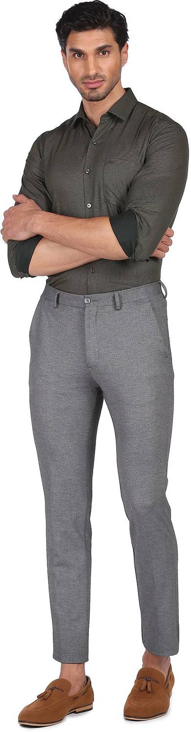 ARROW Men Printed Formal Grey Shirt
