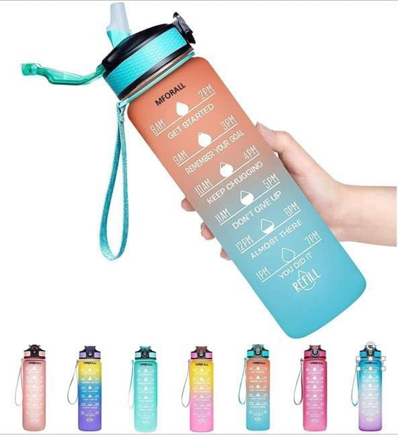 BM Ecom Traders Water Bottle with Motivational Time Marker, Sipper Bottle with straw Gym Office 900 ml Water Bottle