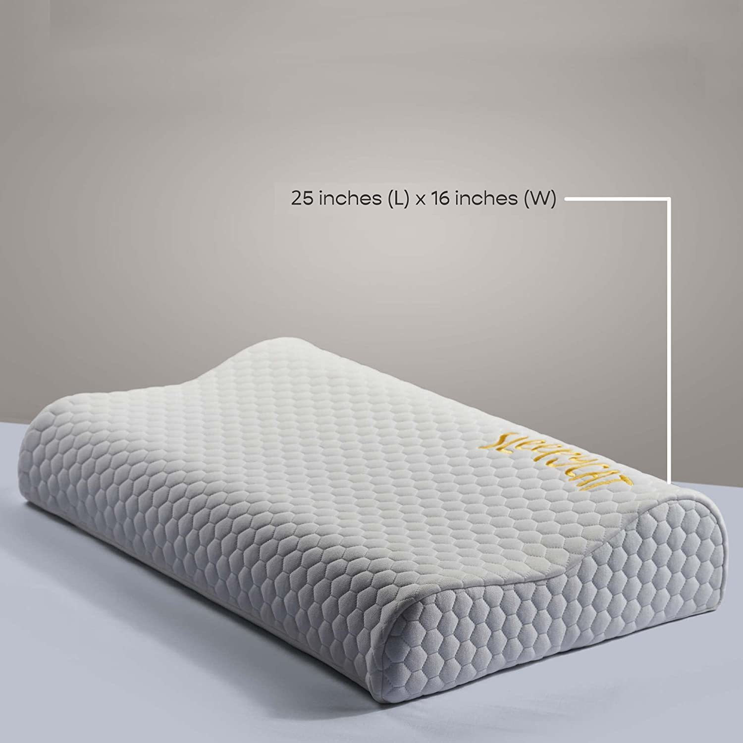 Image of SleepyCat Memory Foam Orthopaedic Pillow Pack of 2 Solid Contour Bamboo Fabric
