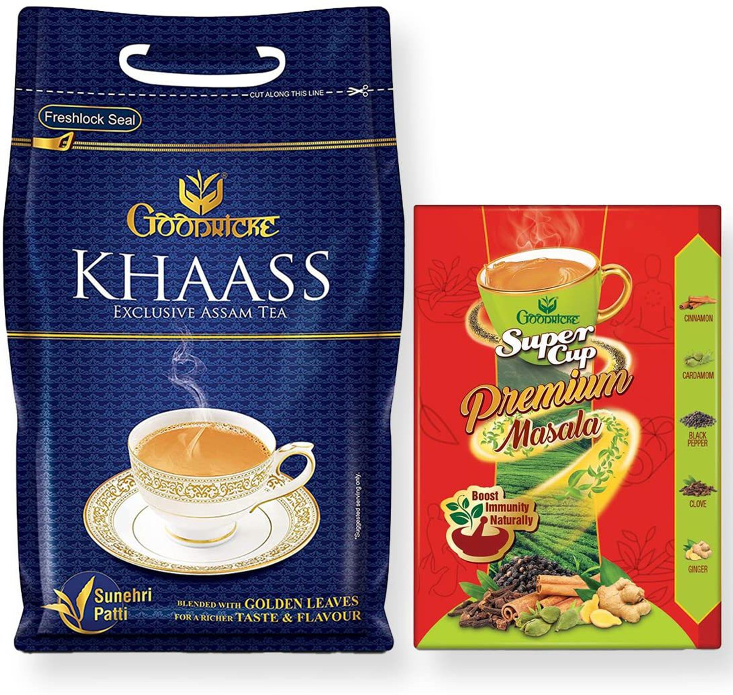 Image of Goodricke Value Pack - Khaass Assam Tea (1kg) + Supercup Premium Masala Tea (250g)| Black Tea Box
