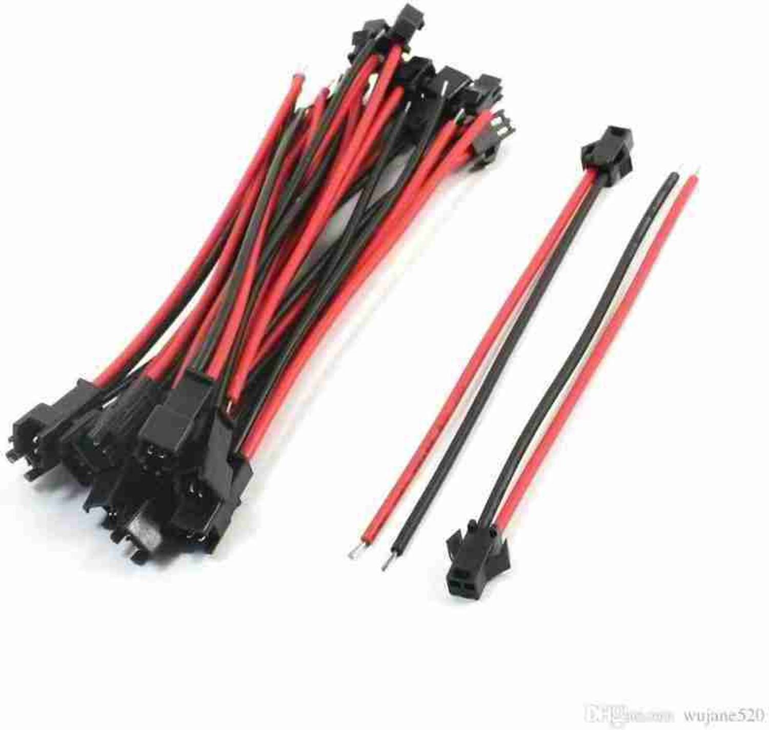 WHO 2PINJSTCN 22 AWG Wire Connector (Red, Black,Pack of 10) Connector Wire Connector