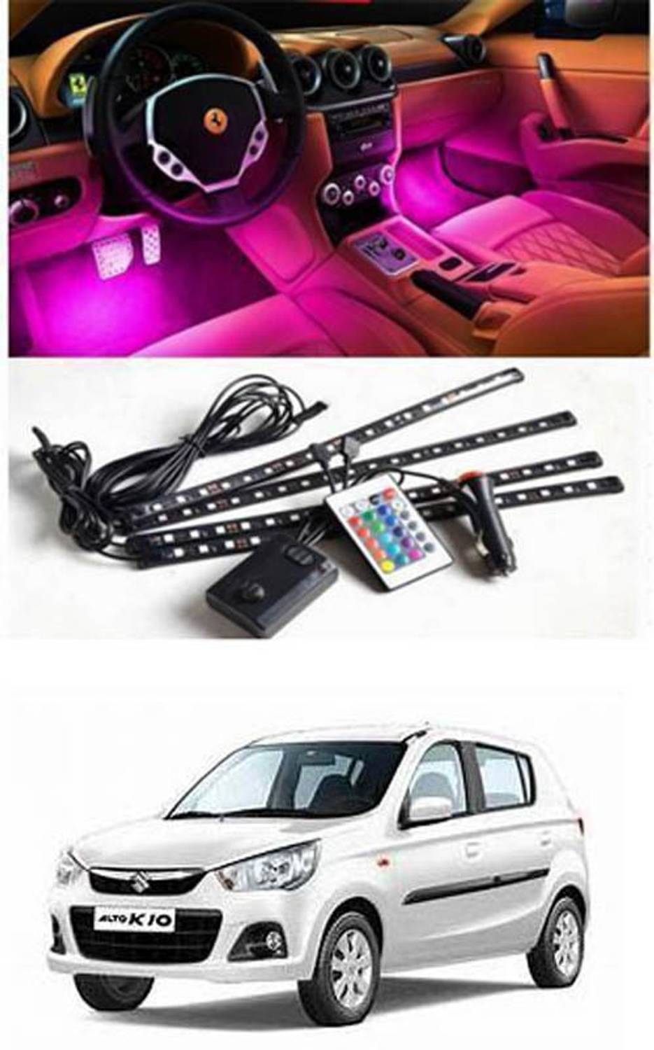 APICAL Car Atmosphere Lights Car LED Strip Light 4pcs For Alto K10 Car Fancy Lights